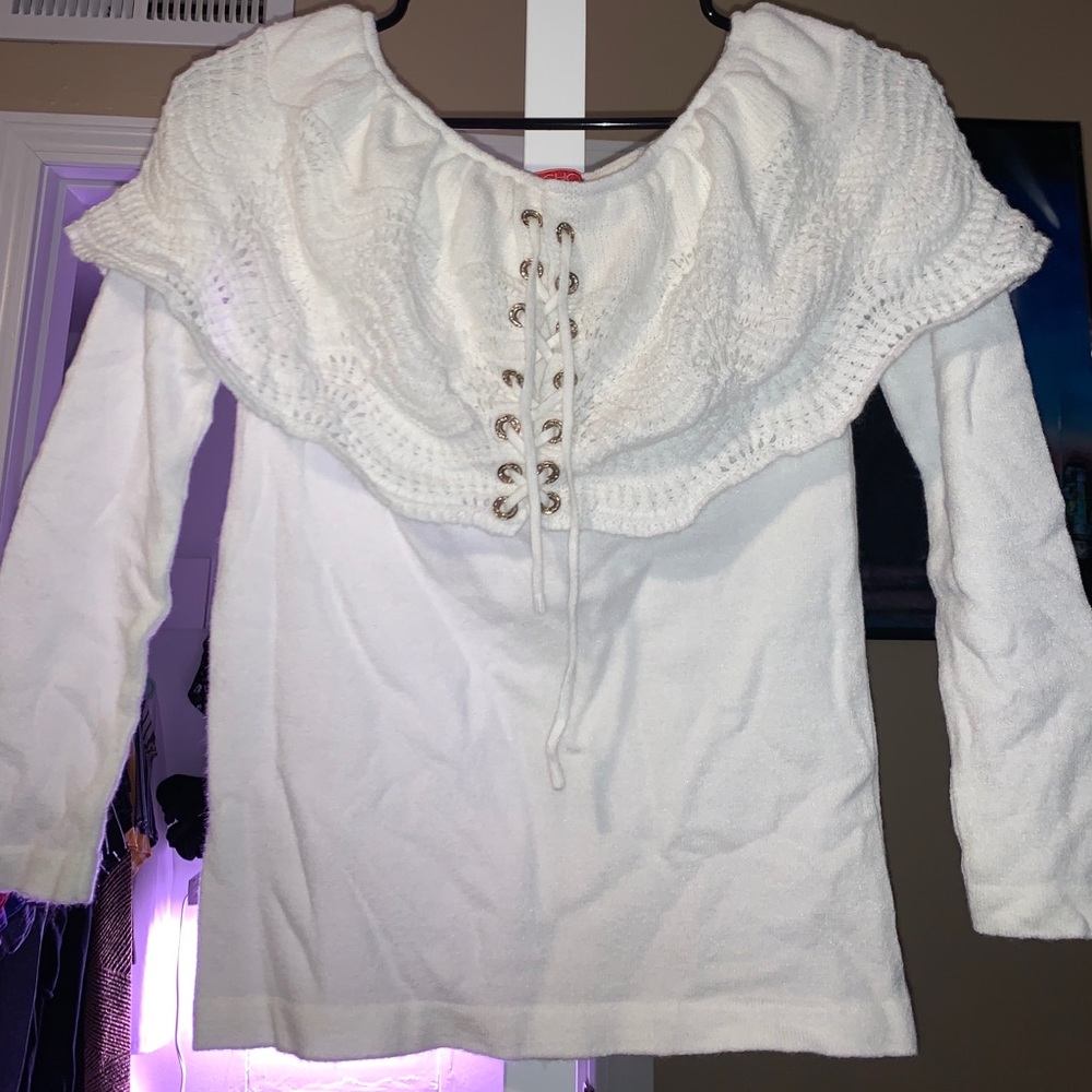 Cute White Off the Shoulder Sweater